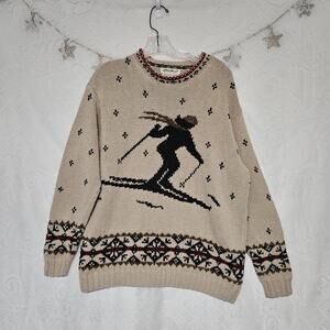 Eddie Bauer Large 90s Vintage Knitted By Hand Classic Sweater Americana Cozy